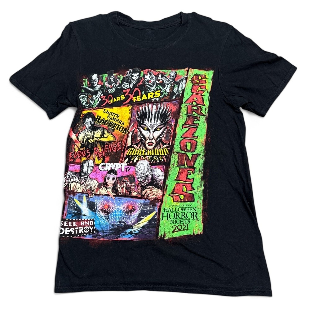 Halloween Horror Nights HHN T Shirt Top Adult Size XS Black Jack Logo
